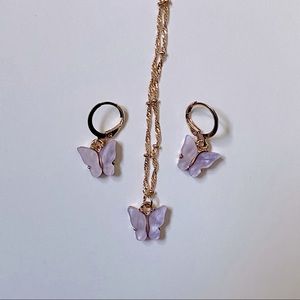 Purple Necklace and Earrings Set